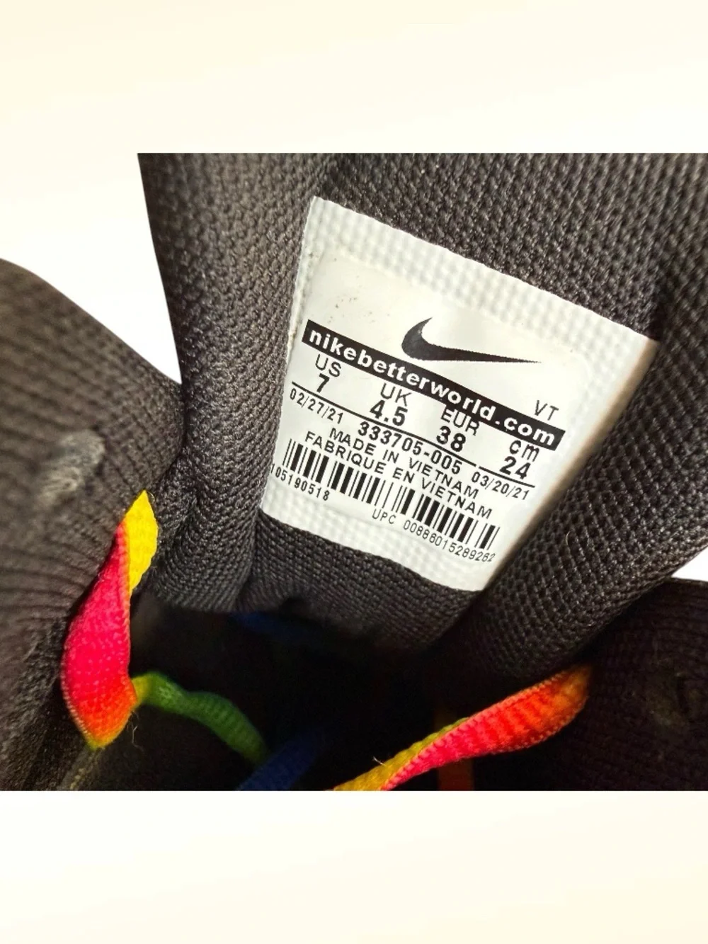 Nike Off-White Air Ultra Shox Custom Rainbow Sneakers, Size 7, ! NEW ! - Picture 10 of 13